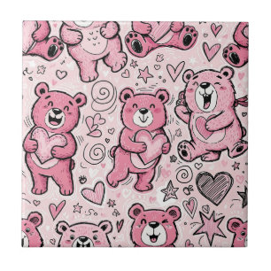 Carreau Nounours en peluche rose kawaii
