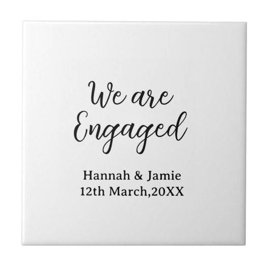Carreau Nous sommes fiancés nom date calligraphystylish (Devant)