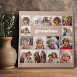 Carreau Nous vous aimons grand-mère - 15 Photos Galerie Co<br><div class="desc">Grandkids Photo Collage - ou n'importe quelle photo - Une couverture complète comprend un arrière - plan couleur solide. Utilisez jusqu'à 15 photos carrés pour créer un cadeau unique et personnel. Le texte peut être modifié pour correspondre à votre événement. C'est un modèle pour un don à donner à grand-mère,...</div>