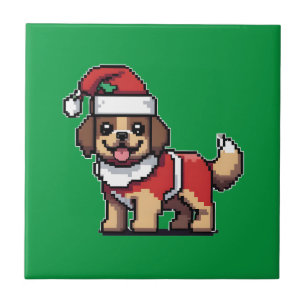 Carreau Nous vous souhaitons un joyeux Noël avec un chien