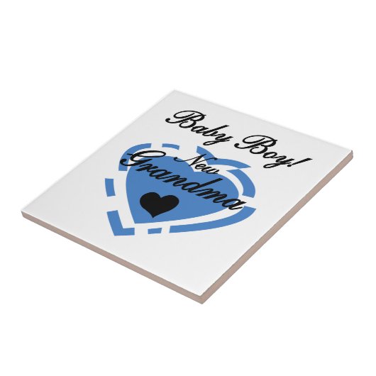 Carreau Nouveau Grand-mère Baby Boy Blue Heart Cadeaux (Côté)