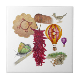 Carreau Nouveau-Mexique Red Chile Pinõn Zia Hot Air Balloo