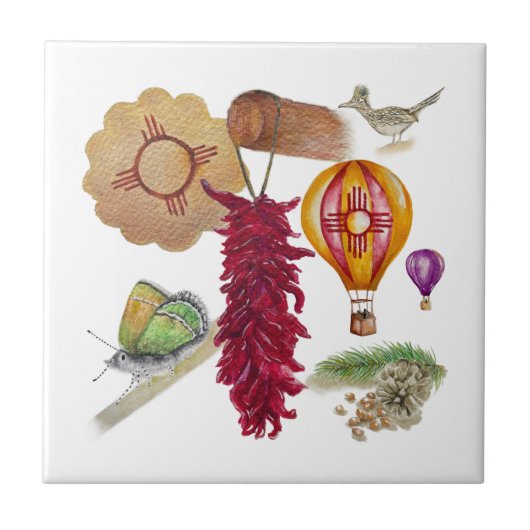 Carreau Nouveau-Mexique Red Chile Pinõn Zia Hot Air Balloo (Devant)