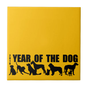 Carreau Nouvel An chinois 2018 du chien Carrelage jaune