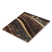 Carreau Noyer foncé Grain en bois avec des rivières en or (Côté)