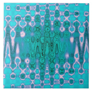 Carreau Nuages Abstraits Aqua et Rose Ondulés Tie Dye