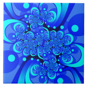 Carreau Nuances de bleu Art fractal abstrait moderne