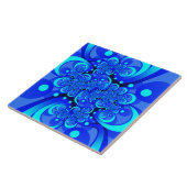 Carreau Nuances de bleu Art fractal abstrait moderne (Côté)