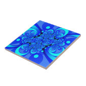 Carreau Nuances de bleu Art fractal abstrait moderne (Côté)