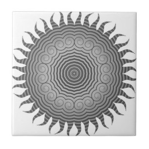 Carreau Nuances de gris Sun Mandala Carrelage en céramique