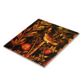 Carreau NUIT AVEC ROSES, Rouge Noir Jaune Pompéi (Côté)