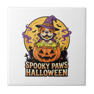 Carreau Nuit de citrouille bouledogue Halloween