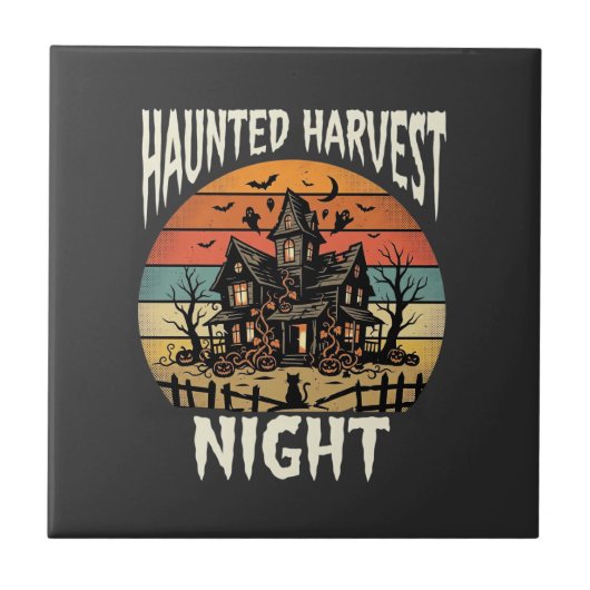 Carreau Nuit de citrouille hantée d'Halloween (Devant)