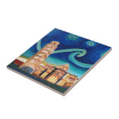 Carreau Nuit étoilée à Pise avec la tour penchée (Côté)