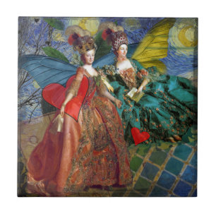 Carreau Nuit étoilée Demoiselles Rococo Ailes de Papillon