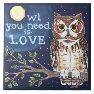 Carreau Nuit "Owl Love" Carrelage humoristique