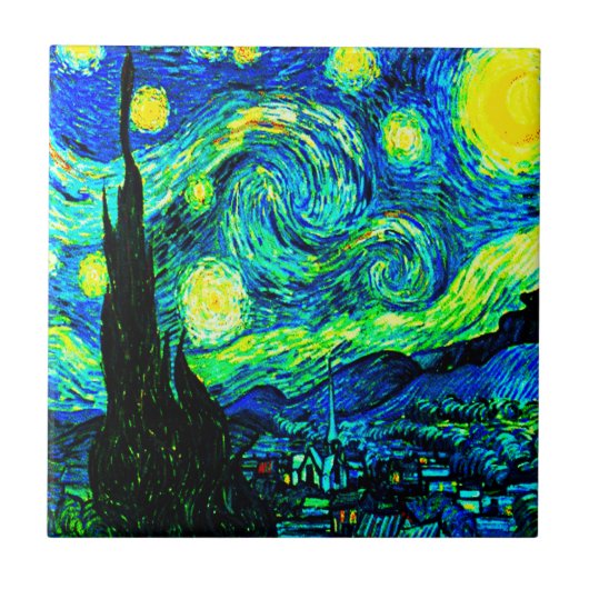 Carreau Nuit Starry de Vincent Van Gogh améliorée (Devant)
