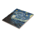 Carreau Nuit Van Gogh Starry<br><div class="desc">Vincent Van Gogh Starry Night masterpiece,  vintage artwork on modern day products from Zazilicious</div>