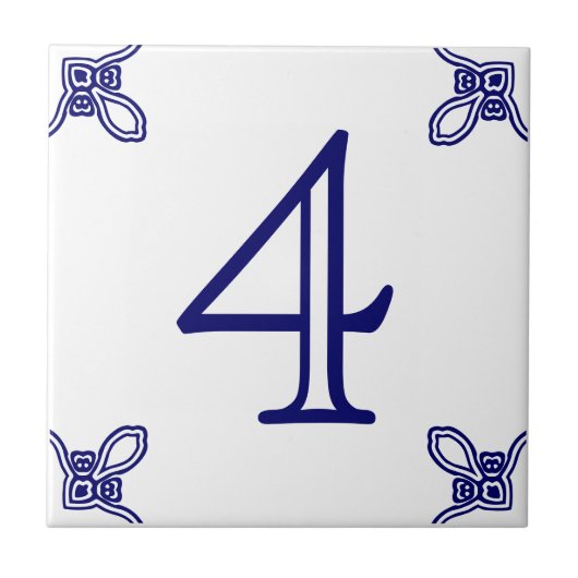 Carreau Numéro de la maison - Espagnol bleu sur blanc (Devant)