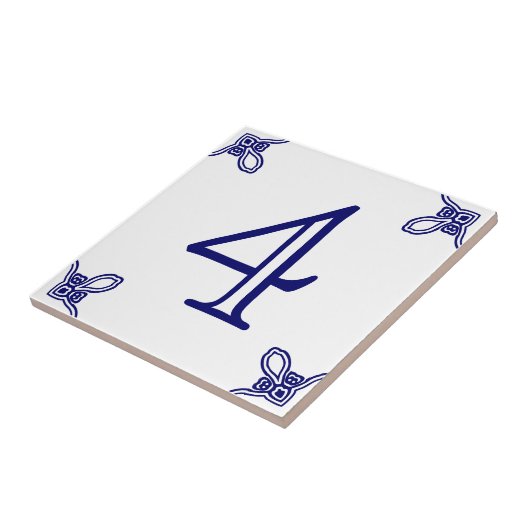 Carreau Numéro de la maison - Espagnol bleu sur blanc (Côté)