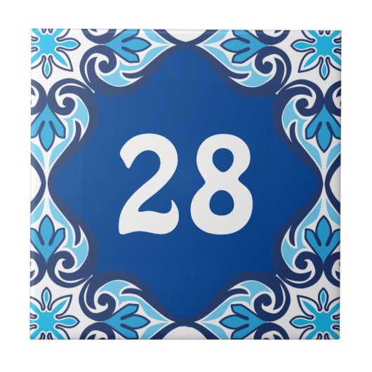 Carreau Numéro de maison, Azulejos bleu et blanc (Devant)