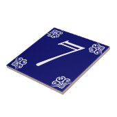 Carreau Numéro de maison - blanc espagnol sur le bleu (Côté)