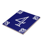 Carreau Numéro de maison - blanc espagnol sur le bleu (Côté)
