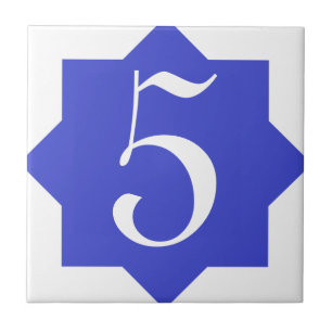 Carreau Numéro de maison marocain de bleu d'étoile