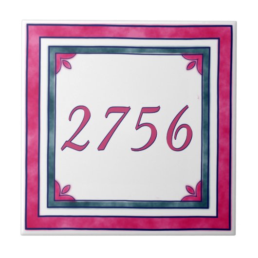 Carreau Numéro de maison rouge et vert (Devant)
