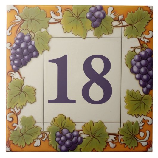 Carreau Numéro de maison Signe de raisins violets Personna (Devant)