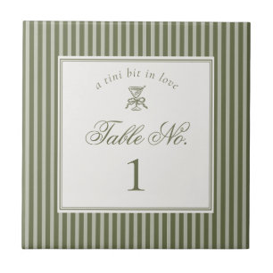 Carreau Numéro de table de mariage Old Money Martini Olive