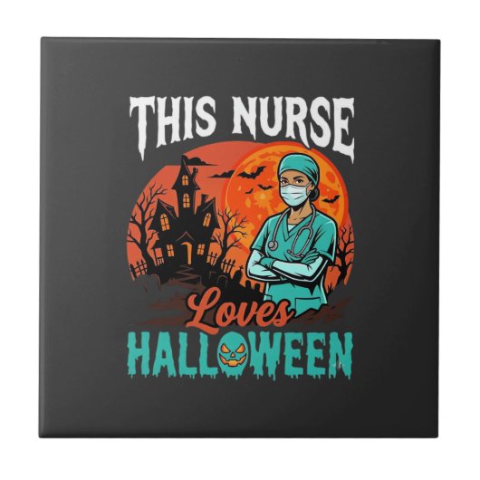 Carreau Nurse Halloween Spooky Conception de soins de sant (Devant)