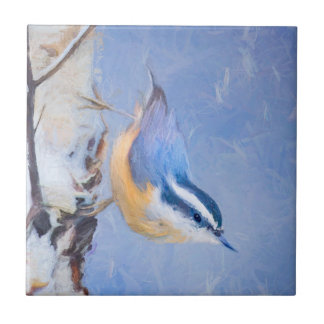 Carreau Nuthatch à poitrine rouge Peinture d'art original 