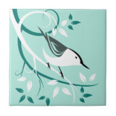 Carreau Nuthatch stylisé dans l'arbre (Devant)