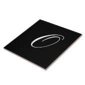 Carreau O Monogramme initial blanc sur noir (Côté)