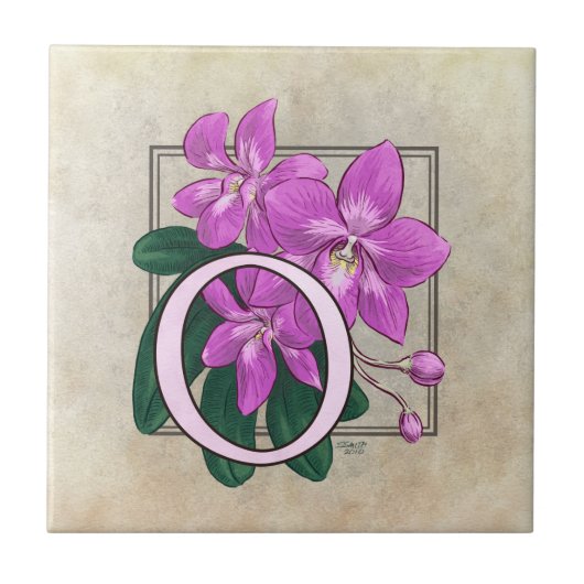 Carreau O pour orchidées Floral Monogramme (Devant)