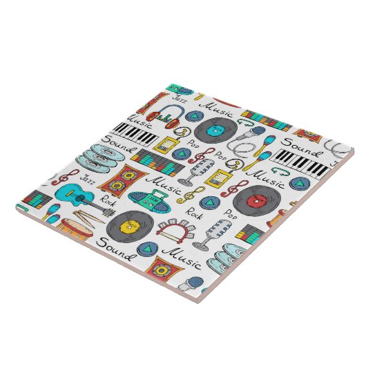 Carreau Objets musicaux illustrés (Côté)