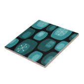 Carreau Oblongs modernes du milieu du siècle Noir Turquois (Côté)