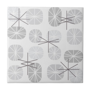 Carreau Oblongs Motifs du milieu du siècle gris clair