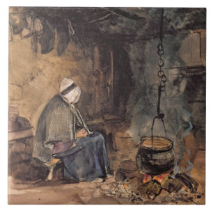 Carreau Observant le pot bouillir - un intérieur de