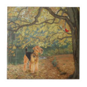 Carreau Observation des oiseaux d'Airedale Terrier (Devant)