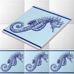 Carreau Ocean Beach Seahorse Frieze Motif<br><div class="desc">C'est un art de plage océanique en bleu marine profond d'un hippocampe. Vous pouvez customiser la couleur arrière - plan.</div>
