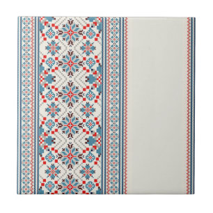 Carreau Océan Blue Floral Mosaic avec Stripes Carrelage cé