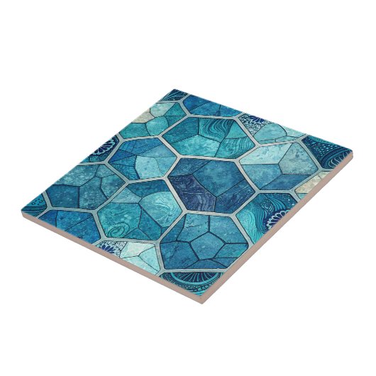 Carreau Ocean Blue Mosaic Pattern – Irregular Polygon (Côté)