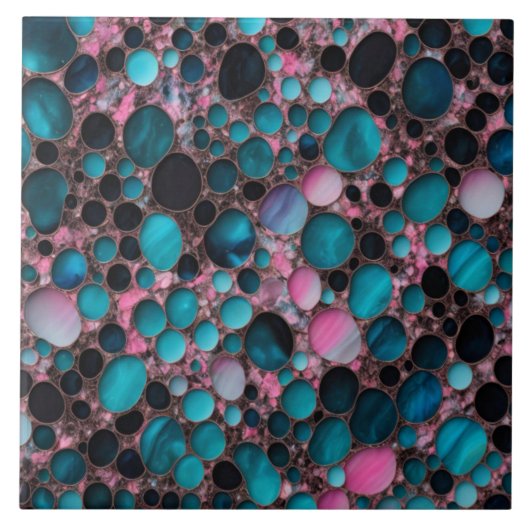 Carreau Ocean Blue Rose Gold Marble Collection populaire (Devant)