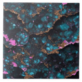 Carreau Ocean Blue Rose Gold Marble Collection populaire (Devant)