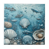 Carreau Ocean Bubble Aquatic Fish Seashell Underwater Art (Devant)