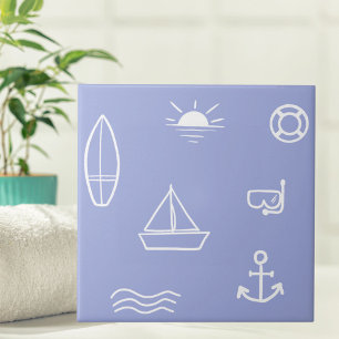 Carreau Océan d'été bleu motif sans couture salle de bain 