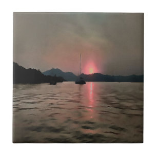 Carreau Ocean Sunset Sailboat Sunset Bozburun Marmaris