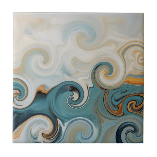 Carreau Ocean Waves Beach Turquoise Blue Abstrait 74 (Devant)